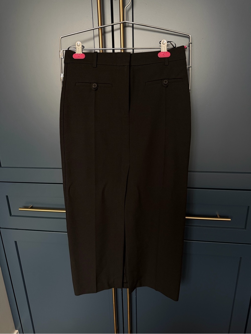 Zara Black Midi Pencil Skirt with Back Slit